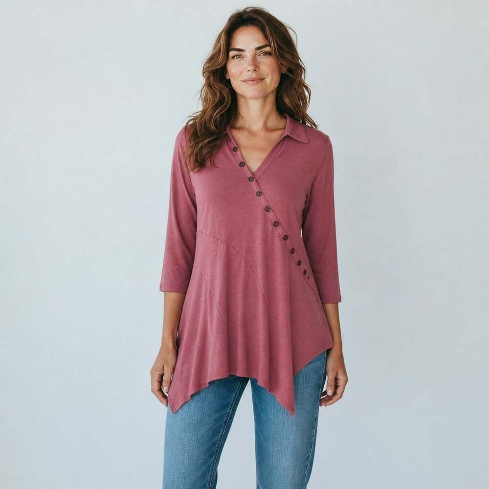 Soft Surroundings Women's Tamara Tunic Purple Rose Asymmetrical size M